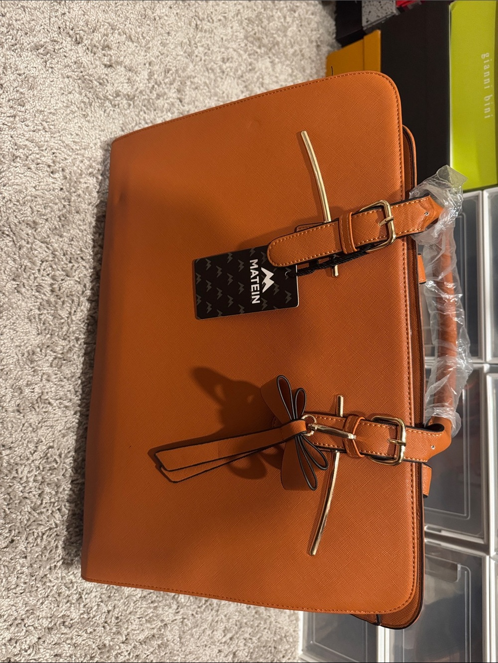 MATEIN Structured Brown Tote Bag